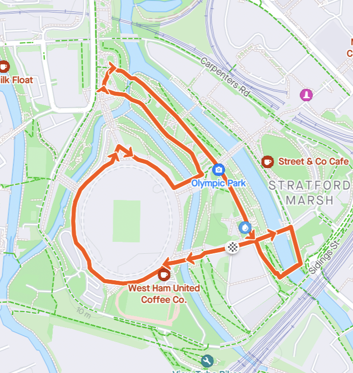 Map of one lap of the Queen Elizabeth Olympic Park course